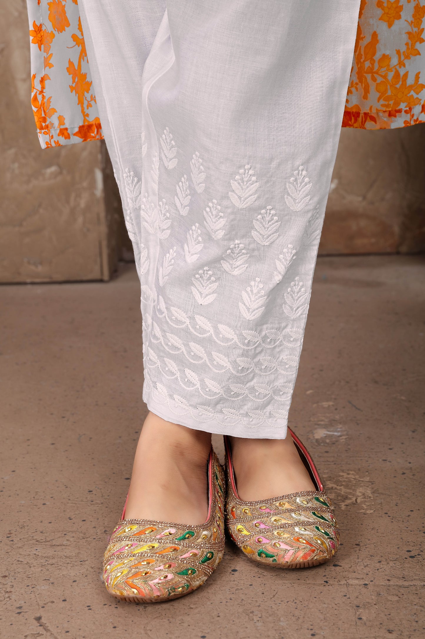 Classic Styles Beige Chikankari Kurti with Pant