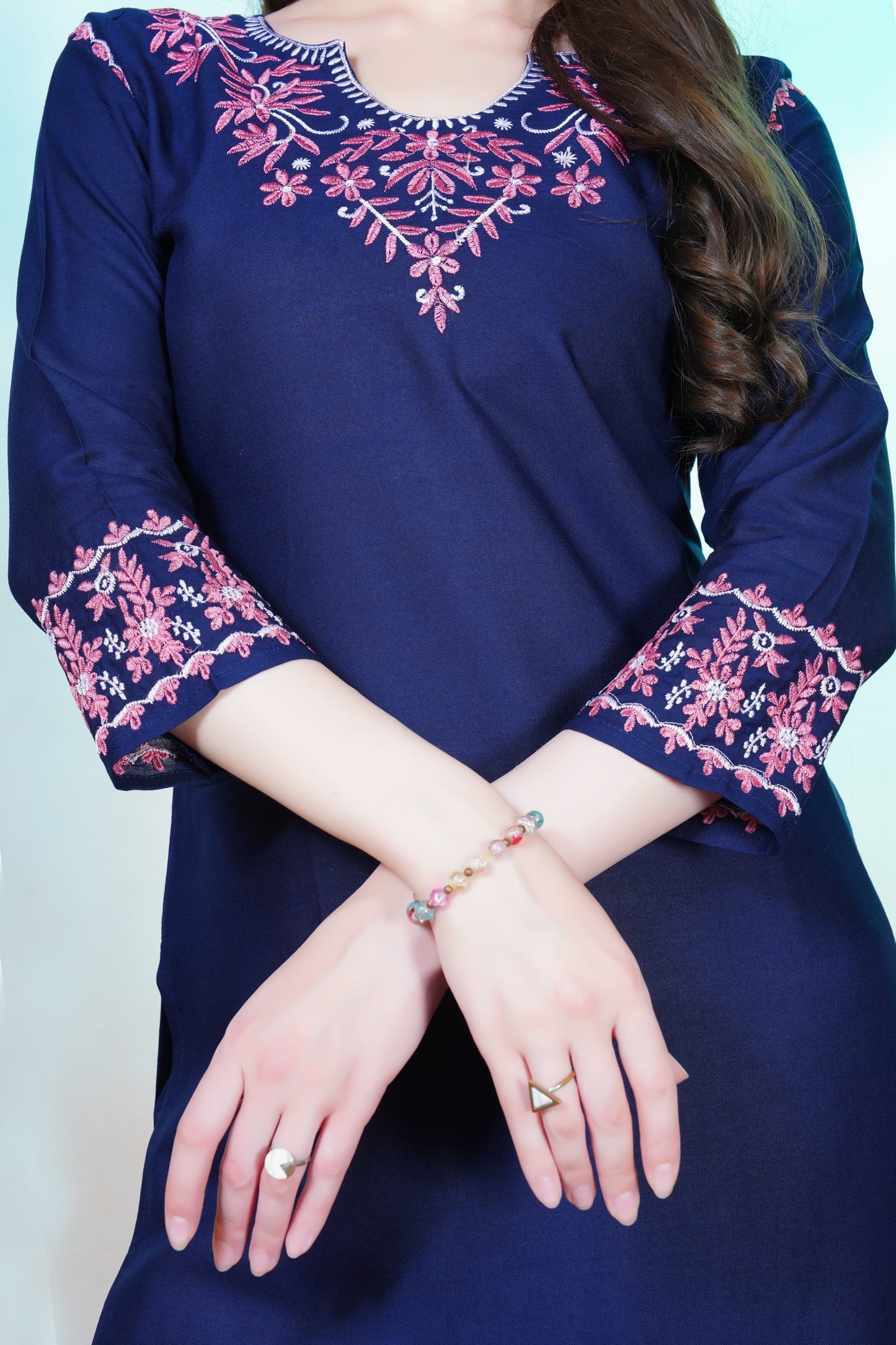 Trendy Blue Chikankari Embroidery Kurti & Pant for Women