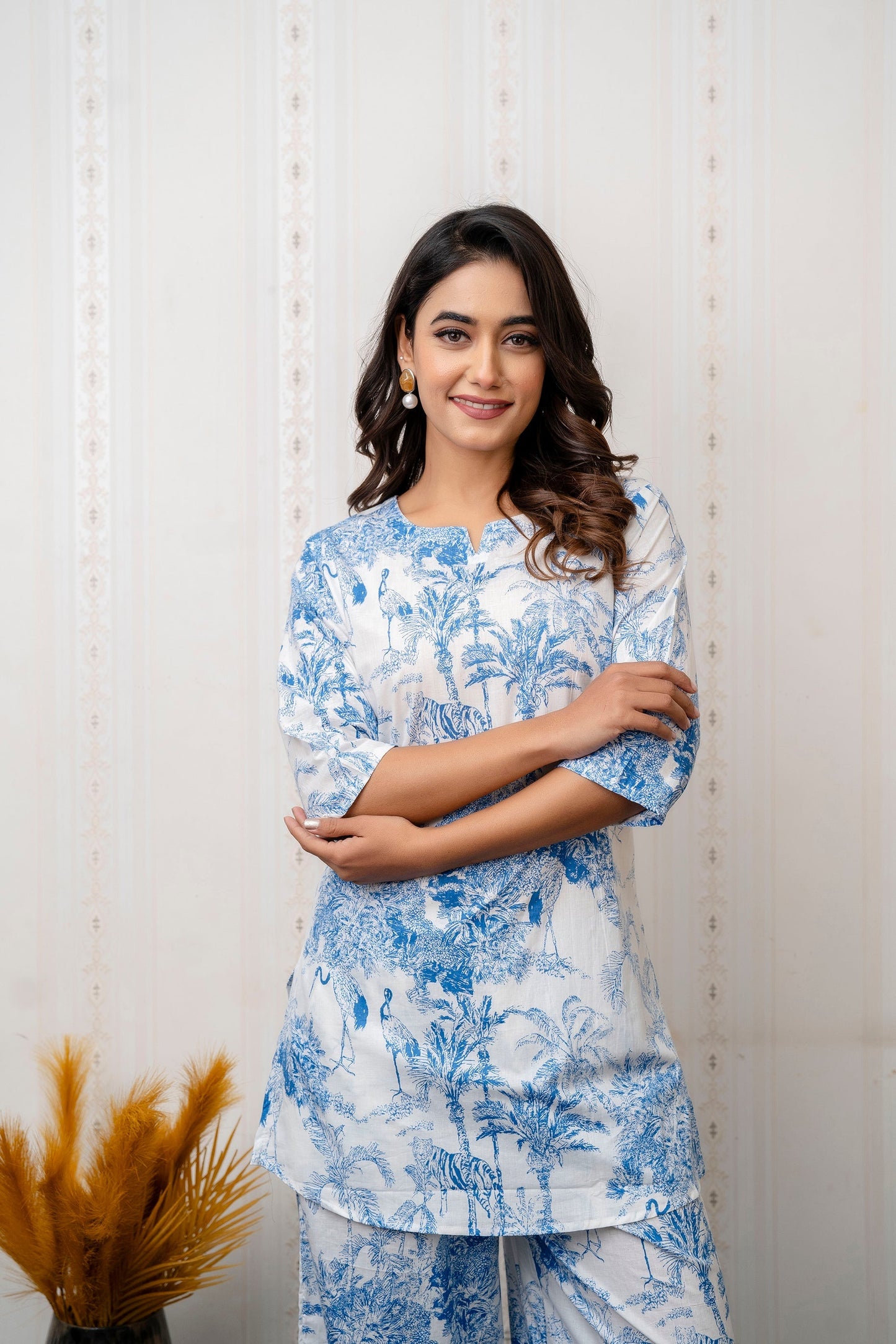 Azure Bloom Rayon Co-ord set
