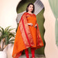 Cotton Kurti and Dupatta with Intricate Weaving Work
