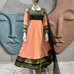 Elegant Peach Antalkali Suit with Jacquard Silk & Net Dupatta