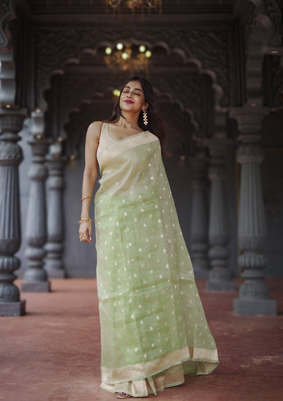 Lilaan Soft Slab Cotton Saree with Rich Weaving Blouse Elegant & Comfortable
