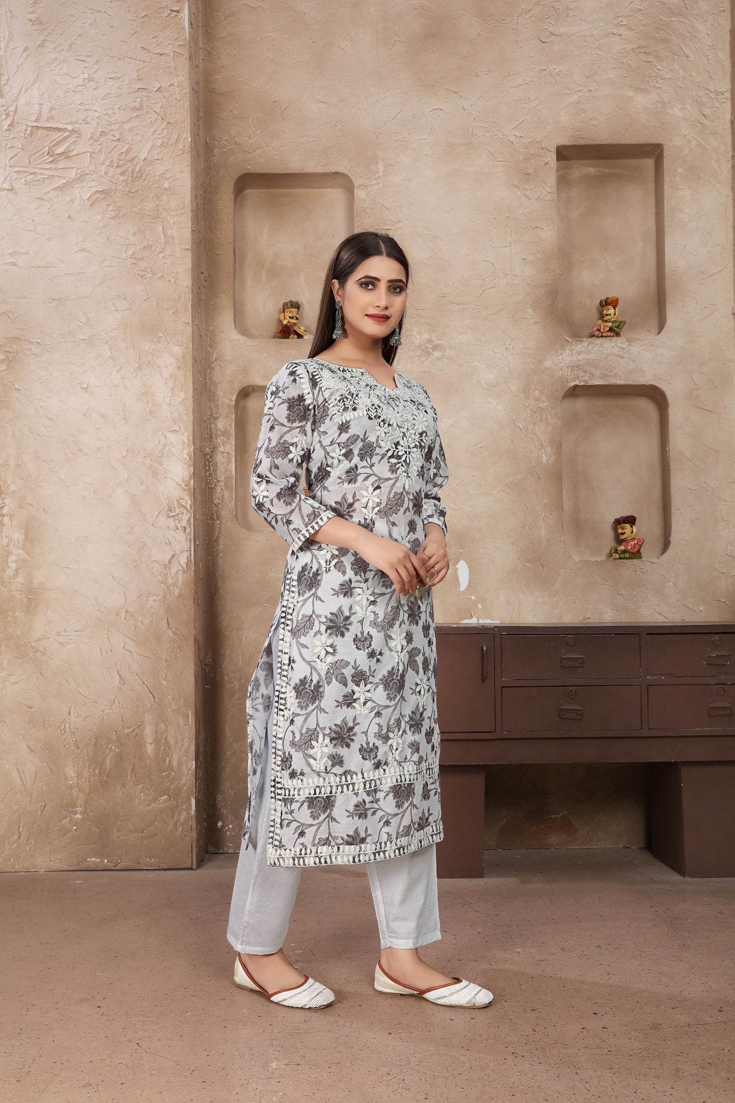 Classic Styles White Chikankari Kurti with Pant