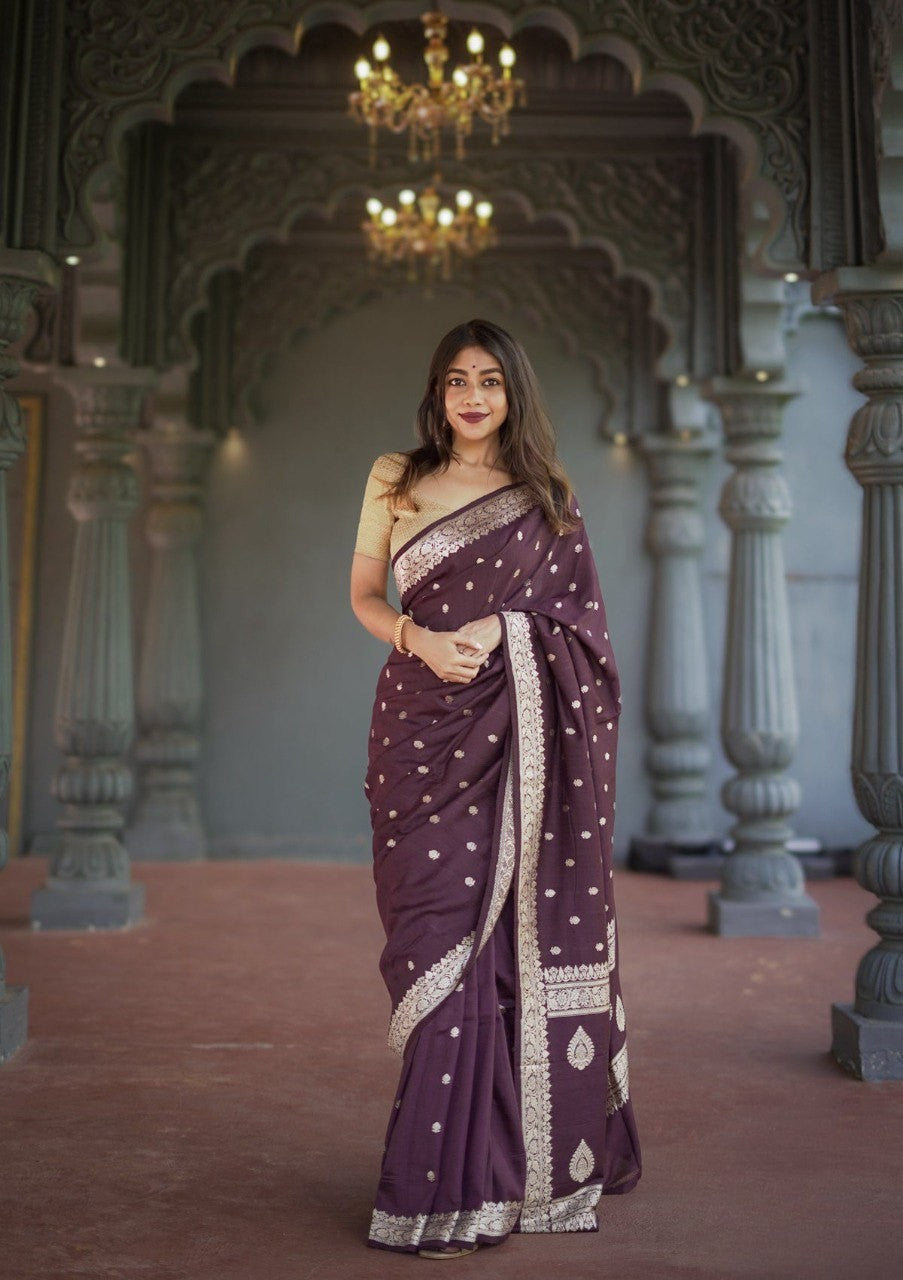 Lilaan Soft Slab Cotton Saree with Rich Weaving Blouse Elegant & Comfortable