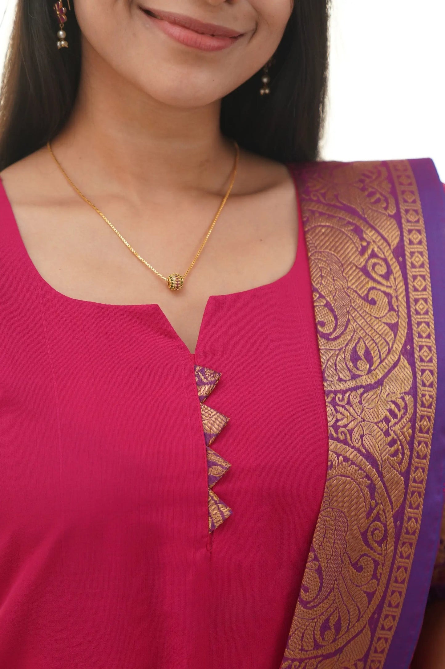Stylish Pink Cotton Kurti with Black Border – Comfort Meets Class.