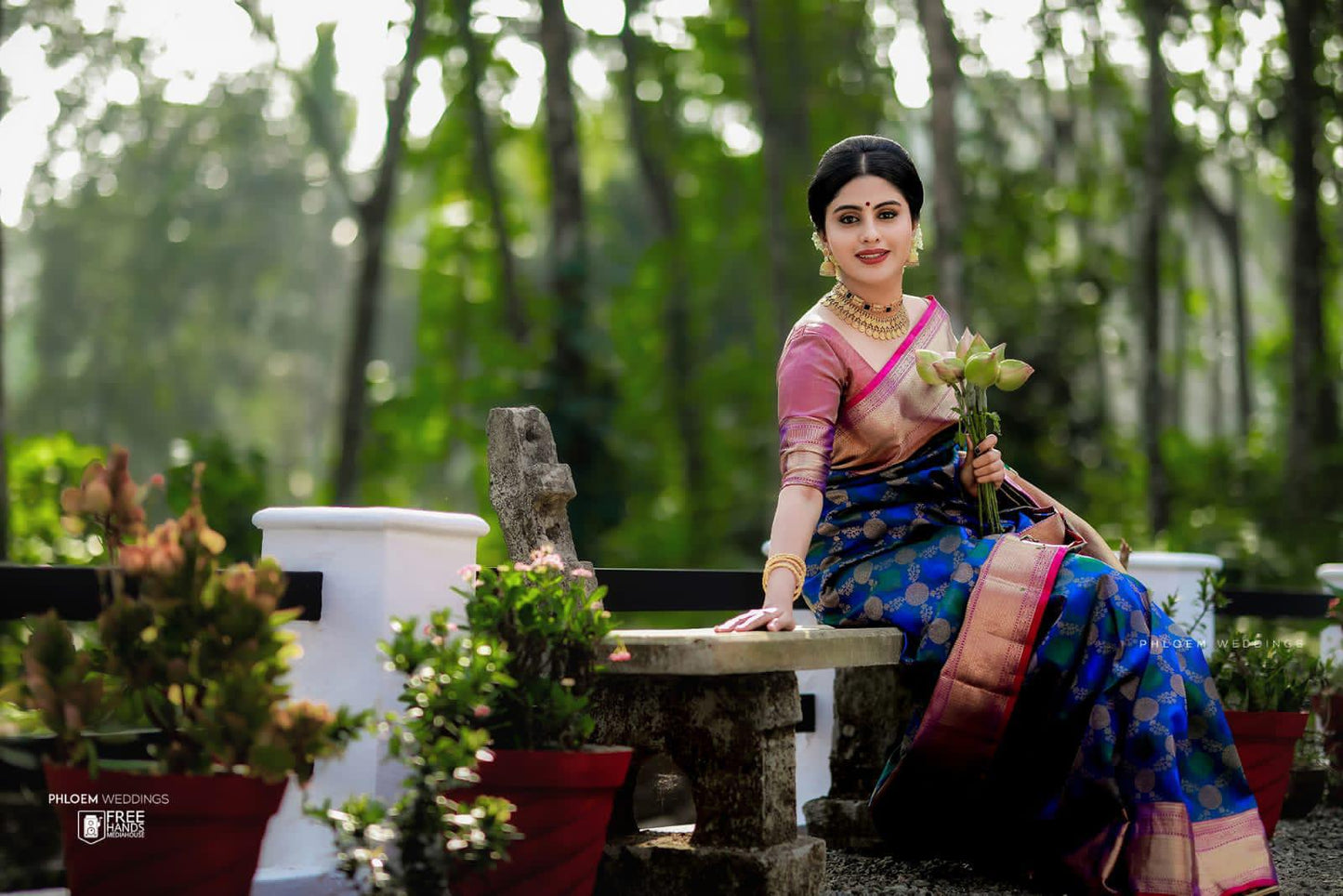 Traditional Soft Lichi Silk Saree with Exclusive Contrast Blouse