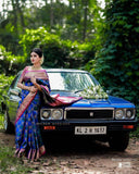 Traditional Soft Lichi Silk Saree with Exclusive Contrast Blouse