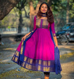 Anarkali Kurta Set in Vichitra Silk with Zari Detailing