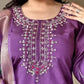 Embroidered Rayon Slub Suit Set with Organza Dupatta