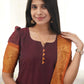 Maroon Cotton Kurti with Bold Orange Border – Classic Charm Meets Contemporary Style