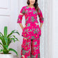 Pink Botanical Rayon  Co-ord set