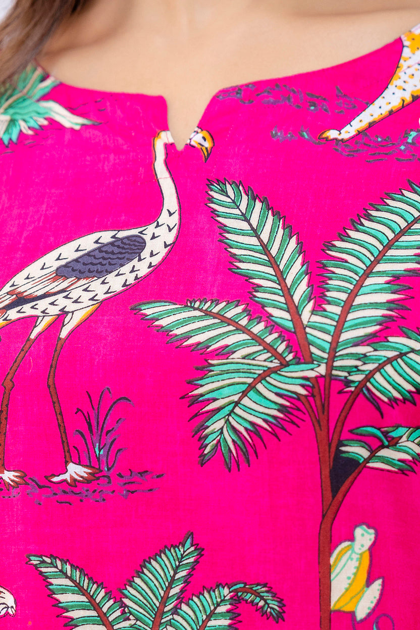 Pink Botanical Rayon  Co-ord set