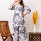 White Floral Rayon Co-ord set