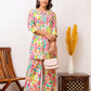 Off-white Floral Rayon Co-ord set