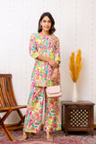 Off-white Floral Rayon Co-ord set