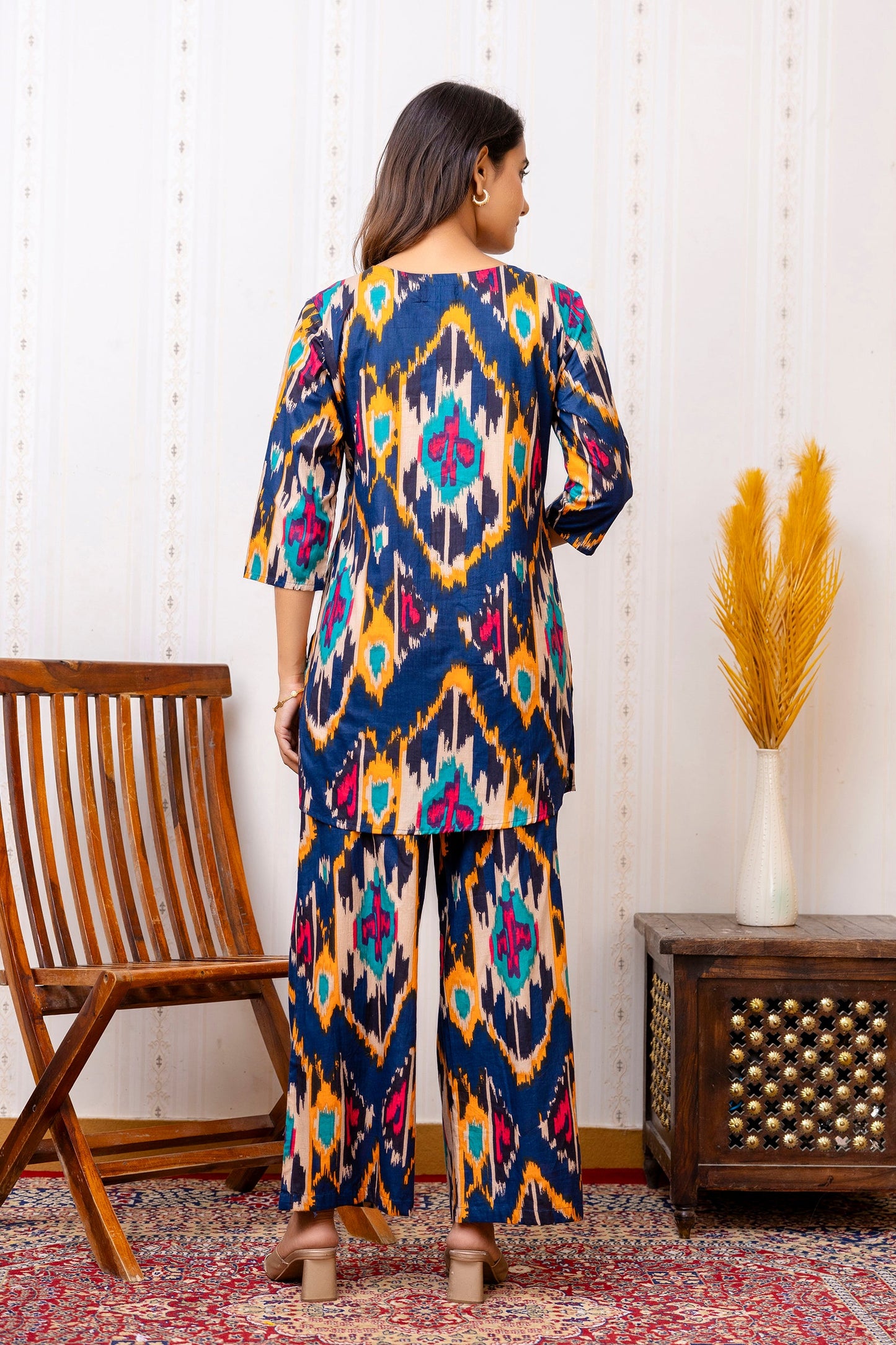 Blue Haze Abstract Rayon Co-ord Set