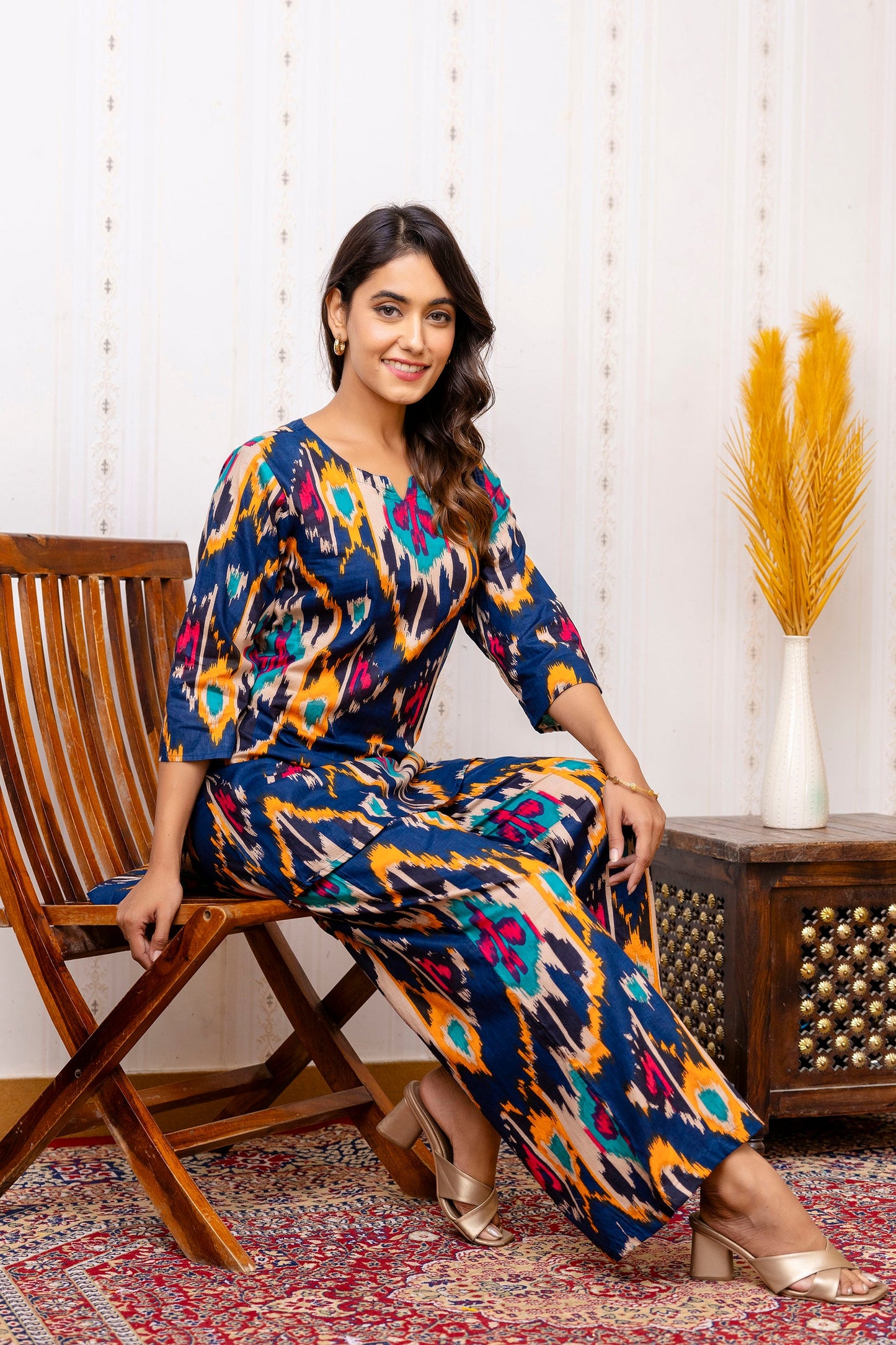 Blue Haze Abstract Rayon Co-ord Set