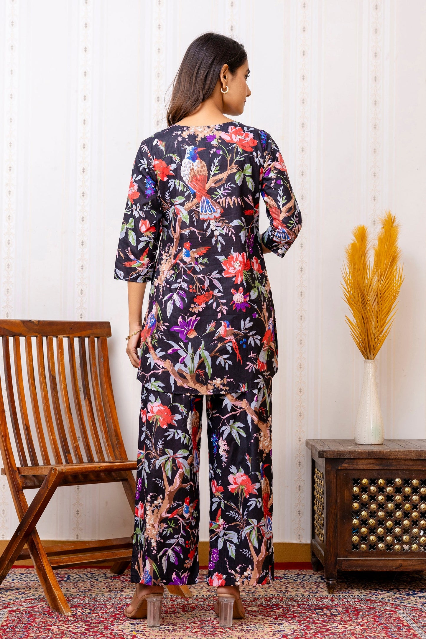 Elegant Black Rayon Co-ord set