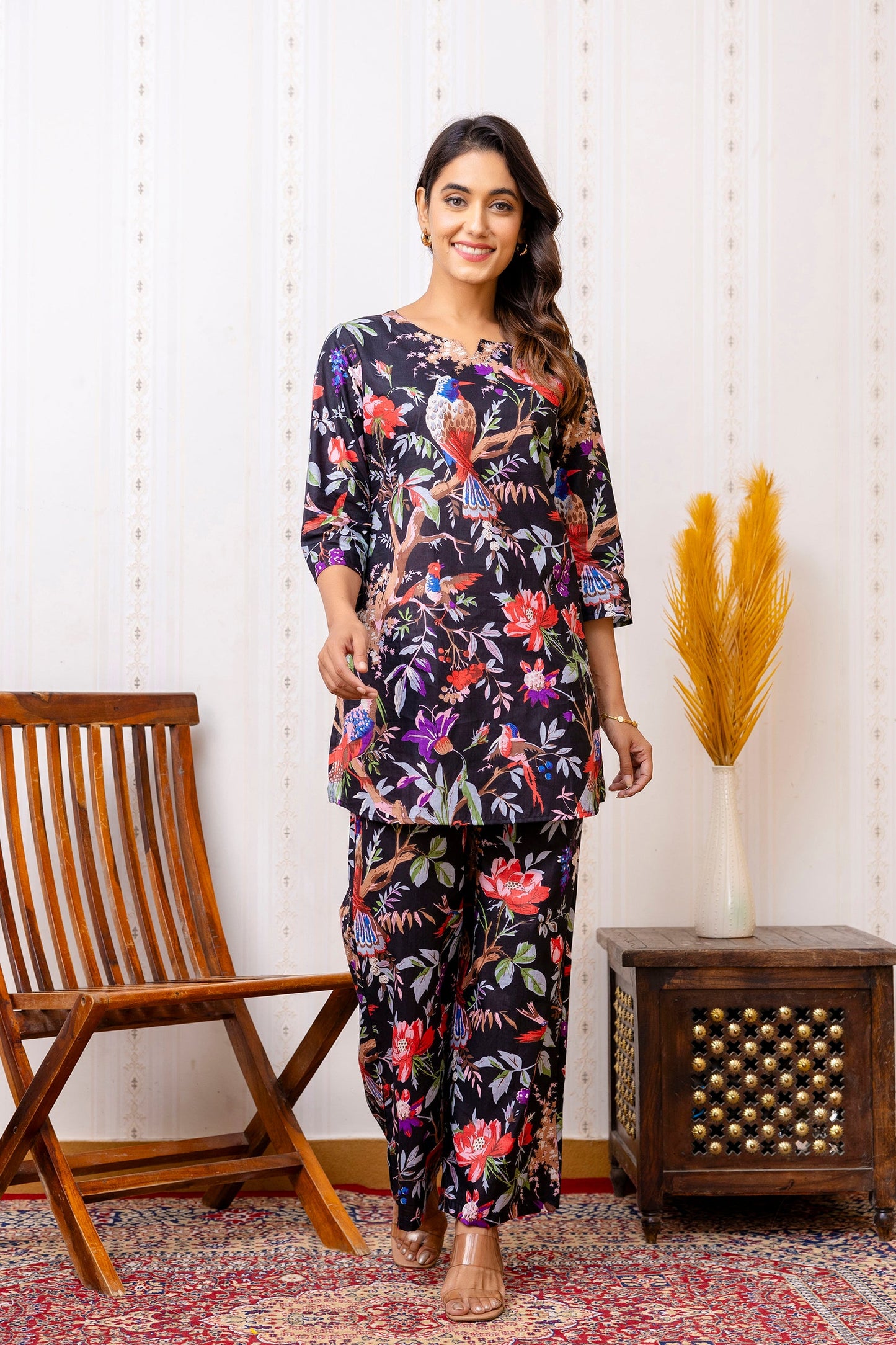 Elegant Black Rayon Co-ord set