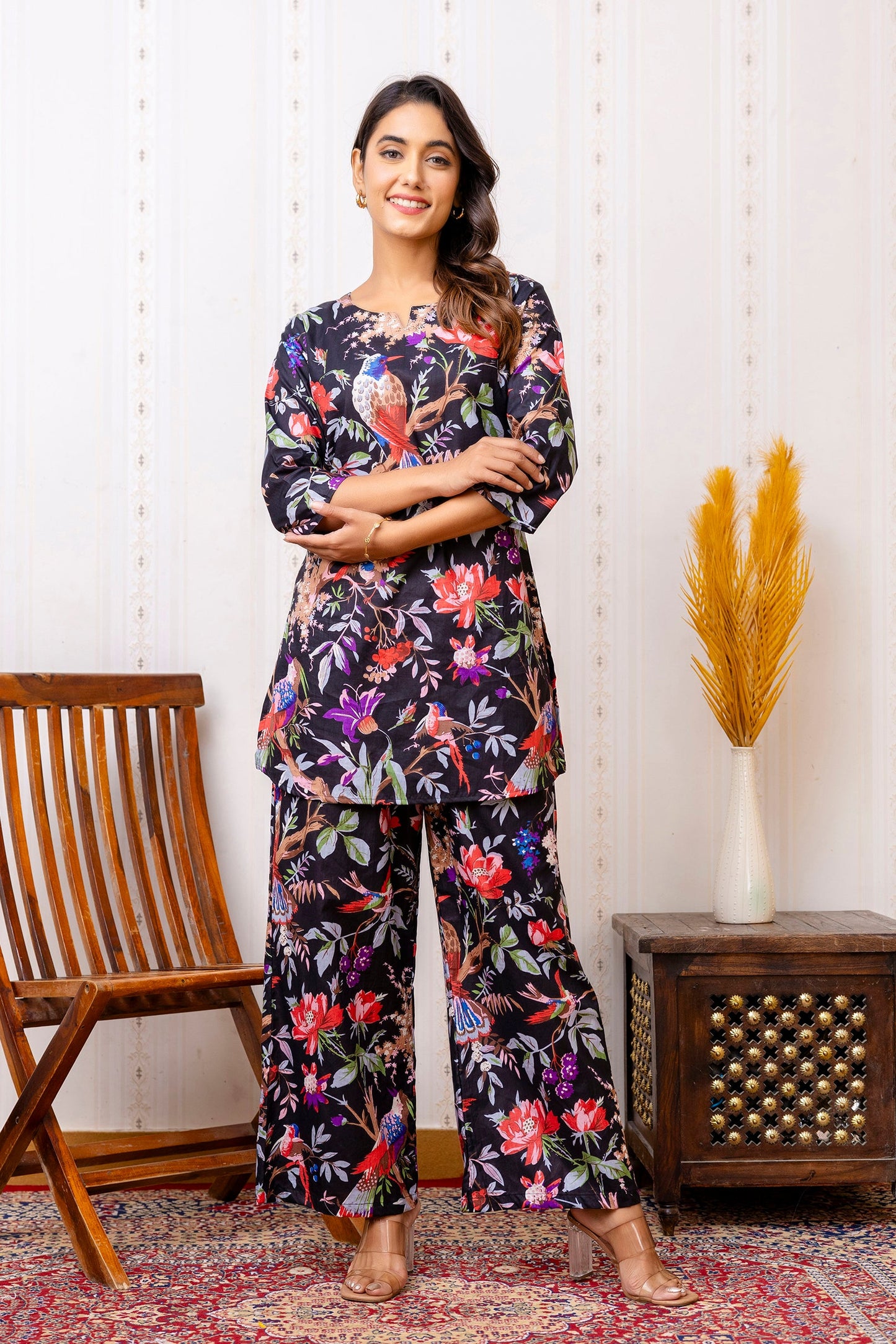 Elegant Black Rayon Co-ord set