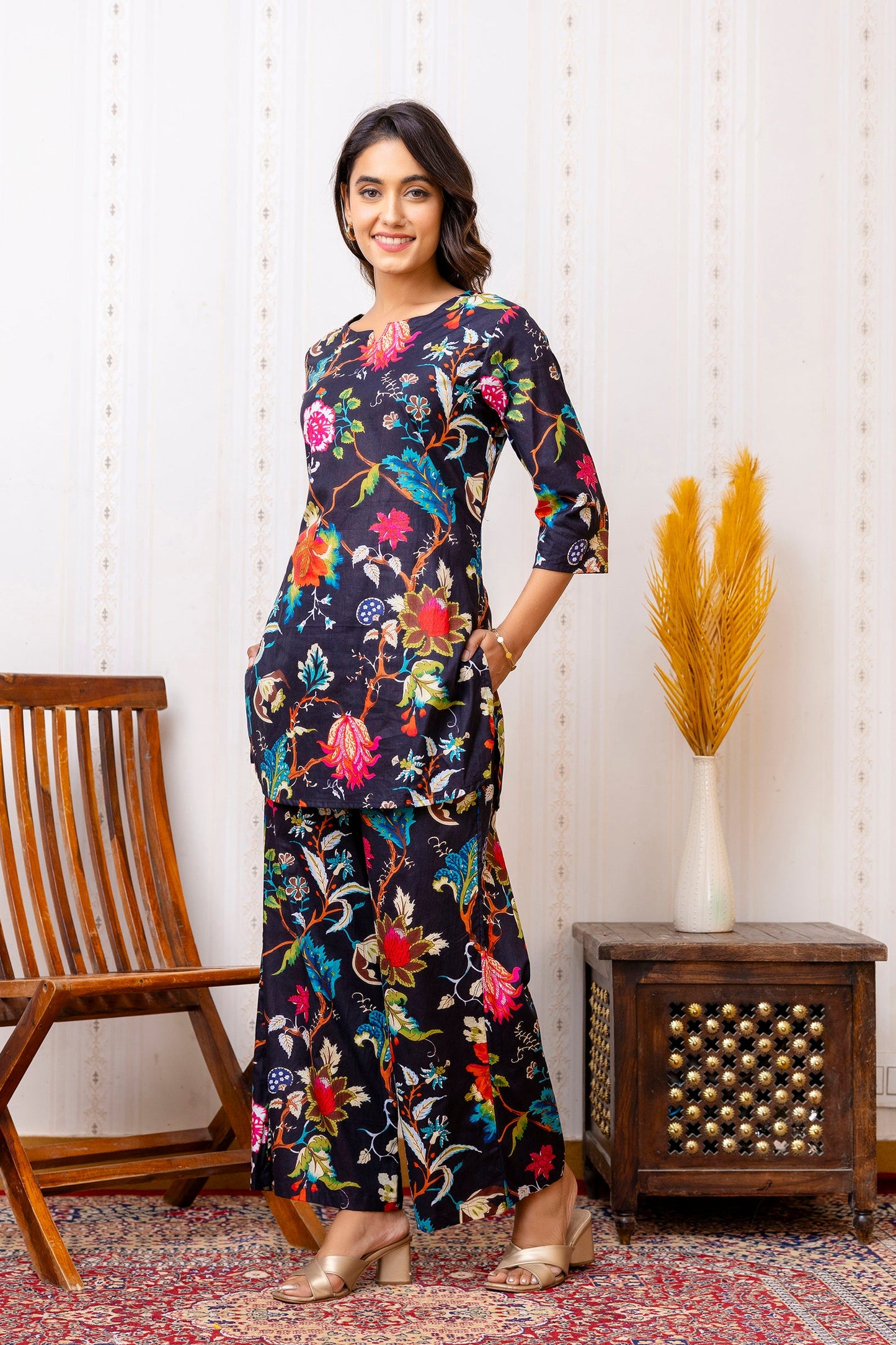 Floral Fantasies Come to Life Rayon Co-ord Set