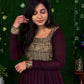 Melobita Silk Full-Length Anarkali Gown Kurti with Sheer Golden-Border Dupatta