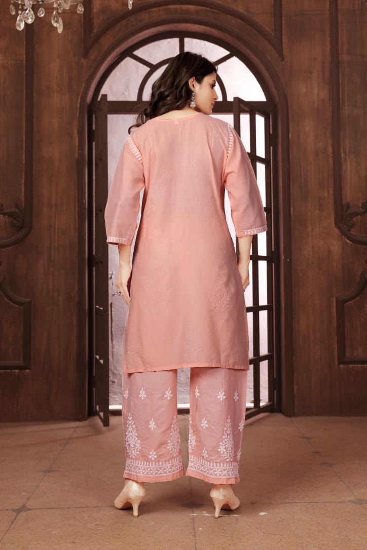 Beautiful Chikankari Cotton Kurti with pant