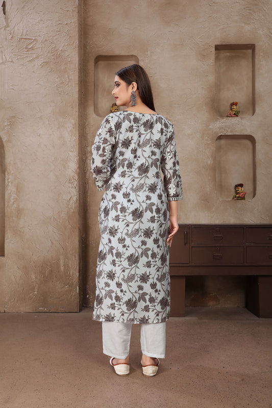 Classic Styles White Chikankari Kurti with Pant