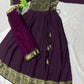 Melobita Silk Full-Length Anarkali Gown Kurti with Sheer Golden-Border Dupatta