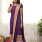 Graceful Violet Cotton Kurti with Golden Border – A Stunning Ethnic Look for Any Event