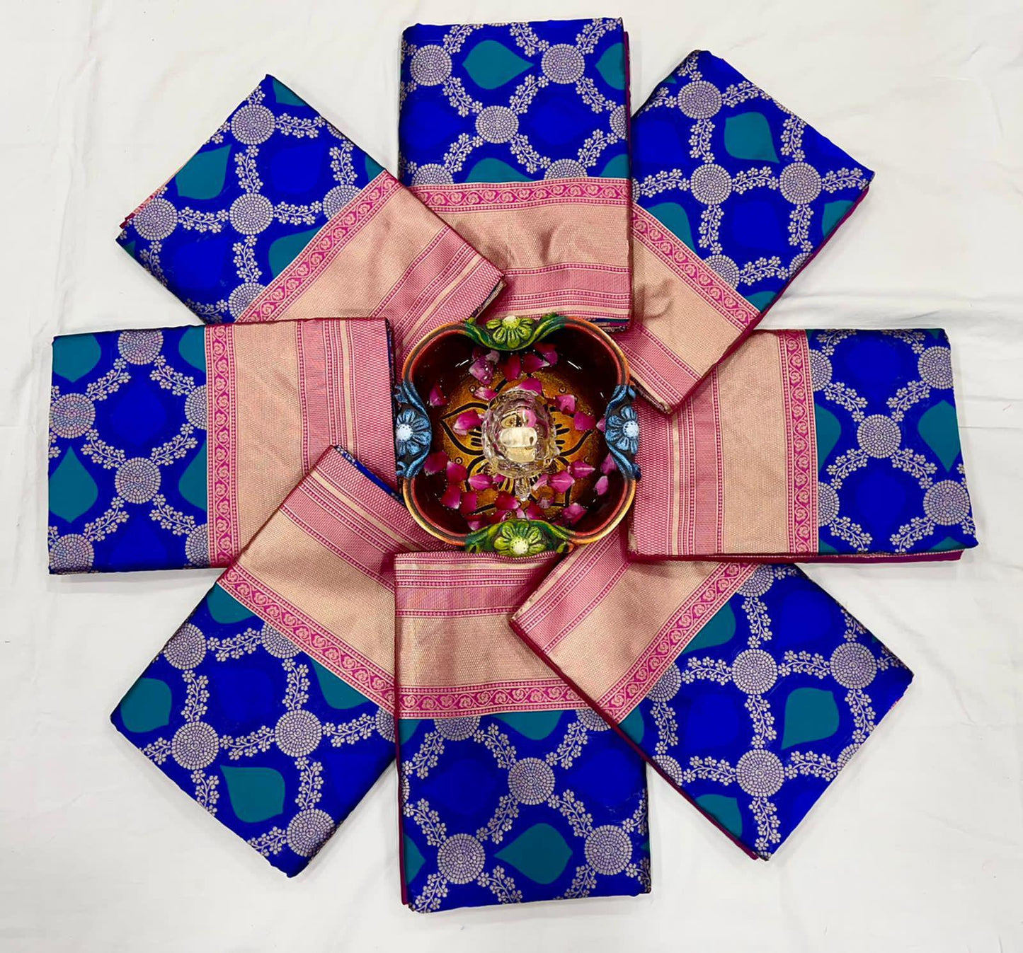 Traditional Soft Lichi Silk Saree with Exclusive Contrast Blouse