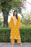 Comfortable Yellow Chikankari Kurti with Pant for Women