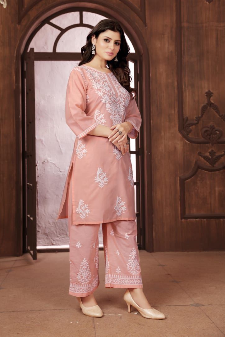 Beautiful Chikankari Cotton Kurti with pant