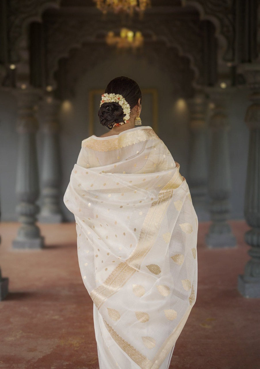 Lilaan Soft Slab Cotton Saree with Rich Weaving Blouse Elegant & Comfortable