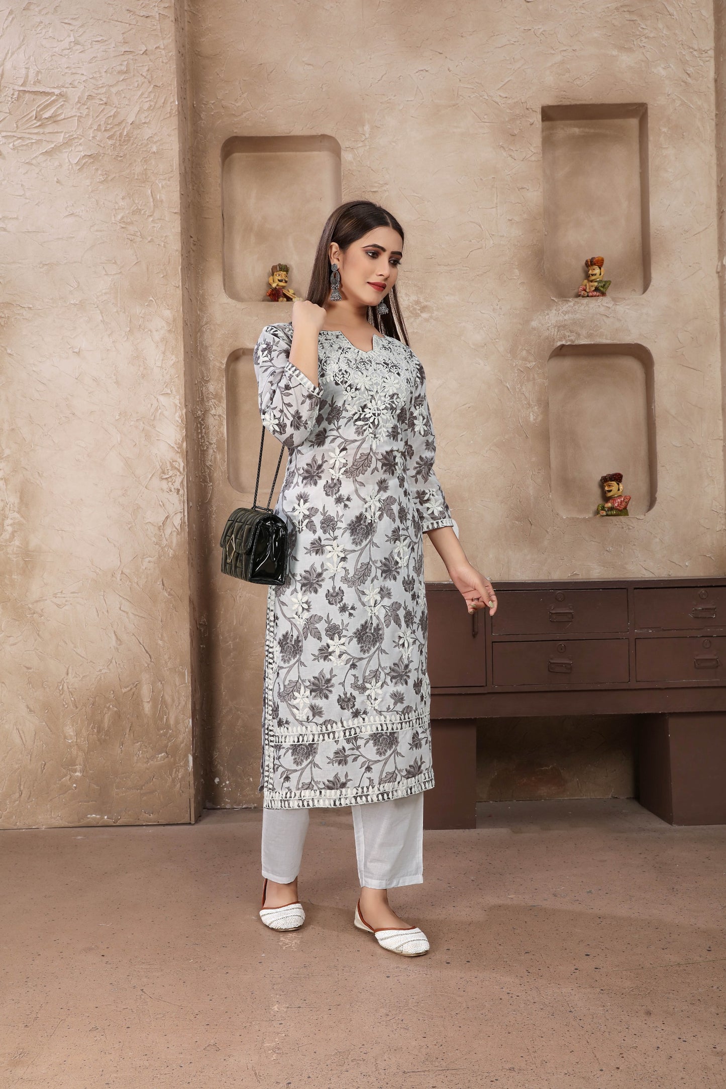 Classic Styles White Chikankari Kurti with Pant