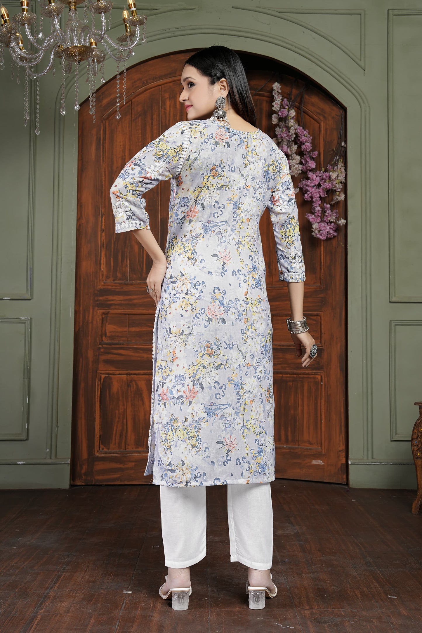 Trendy Yellow Women’s Chikankari Cotton Kurti & Pant