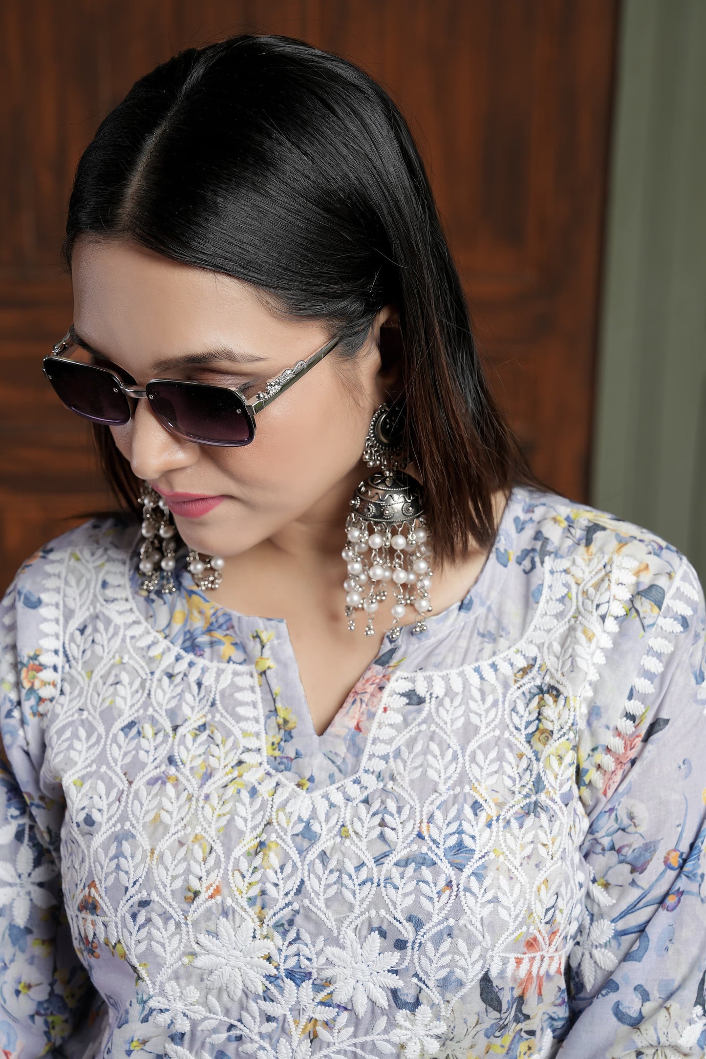 Trendy Yellow Women’s Chikankari Cotton Kurti & Pant