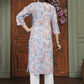 Trendy Orange Women’s Chikankari Cotton Kurti & Pant