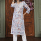 Trendy Orange Women’s Chikankari Cotton Kurti & Pant