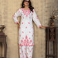 Classic & Stylish Rayon Slub White Chikankari Kurti Pant Collection