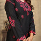 Classic & Stylish Rayon Slub Black Chikankari Kurti Pant Collection