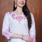 Trendy White Chikankari Embroidery Kurti & Pant for Women