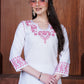 Trendy White Chikankari Embroidery Kurti & Pant for Women
