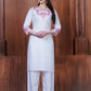 Trendy White Chikankari Embroidery Kurti & Pant for Women