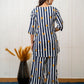 Ocean Stipes Blue Rayon  Co-ord set