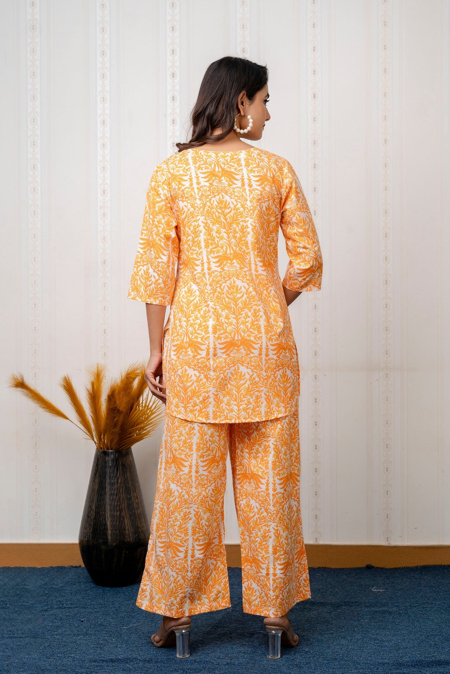 Citrus Grove Orange Rayon Co-ord set
