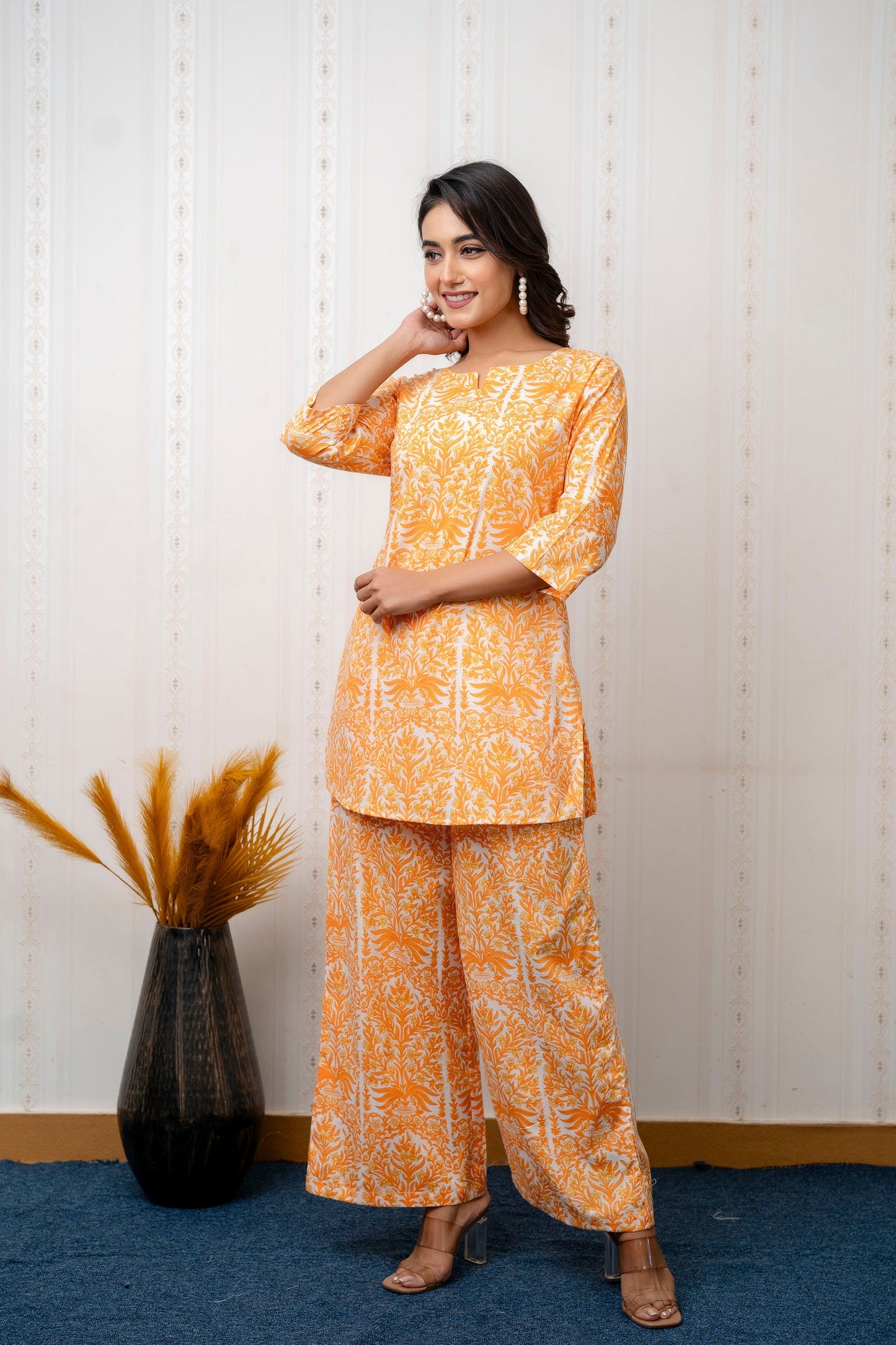 Citrus Grove Orange Rayon Co-ord set