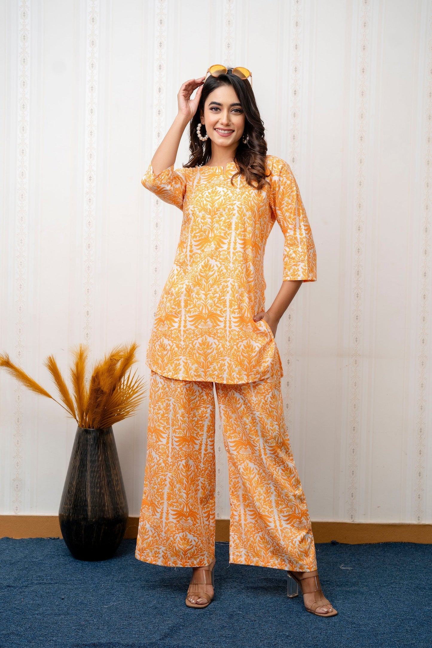Citrus Grove Orange Rayon Co-ord set