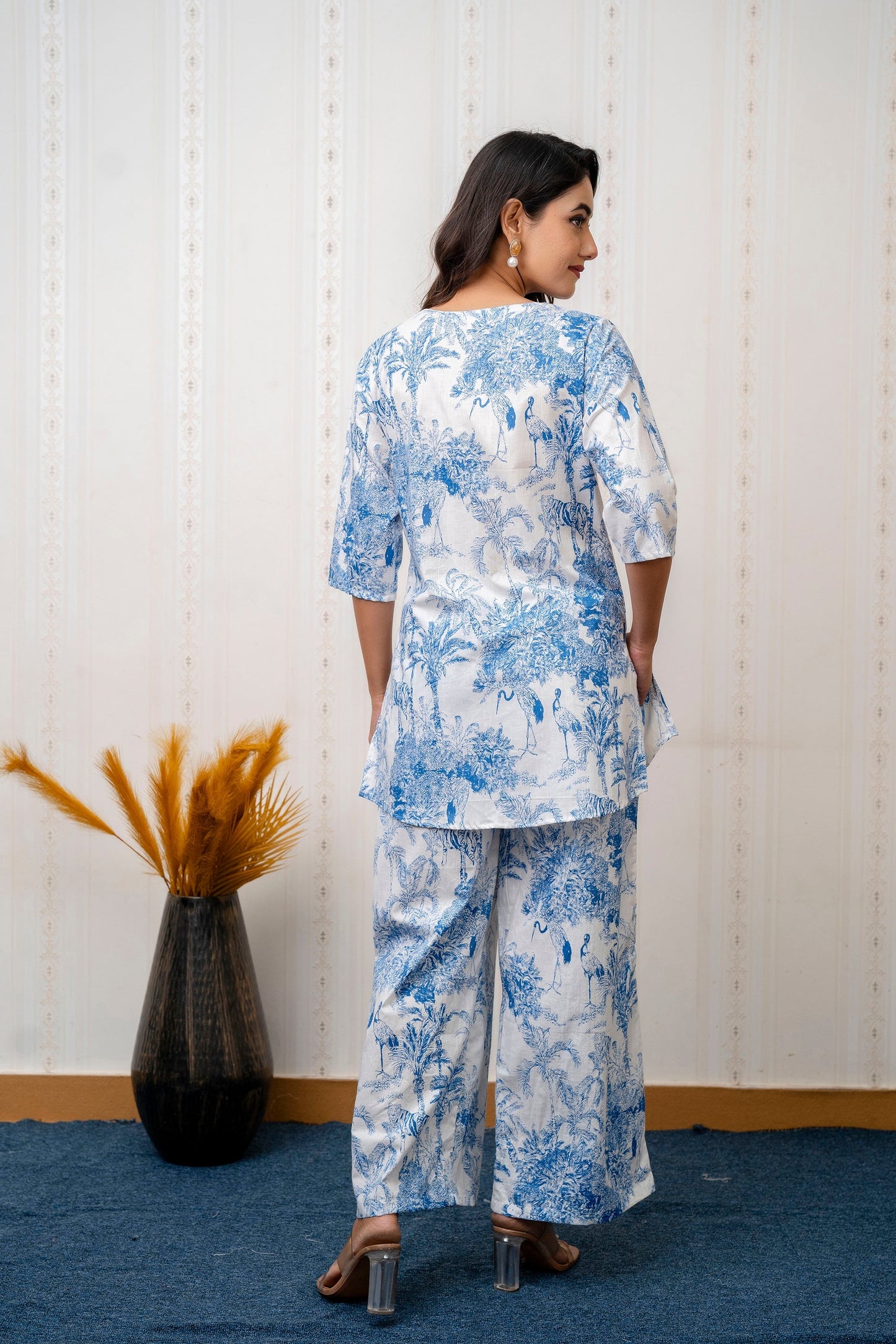 Azure Bloom Rayon Co-ord set