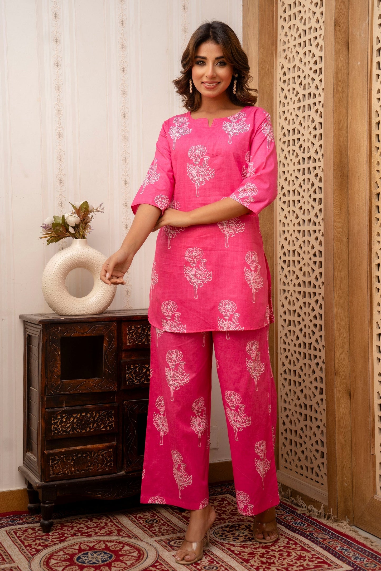 Blush Bloom Rayon Co-ord set